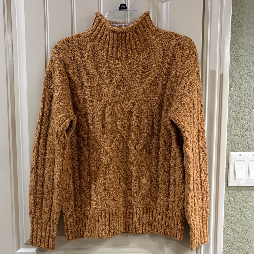 L.L. Bean Wool Blend Sweater in Warm Brown and Gold Color.  In New Condition!